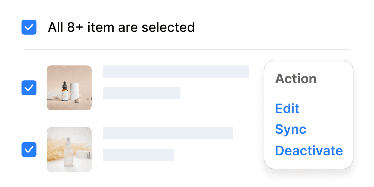 Manage product in bulk feature in VeriSync